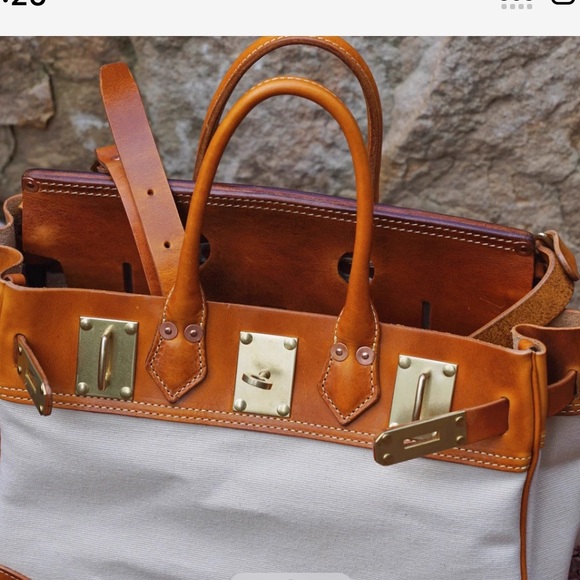 Atorie Canvas Leather Top-Handle Bag med NWT - Picture 8 of 13